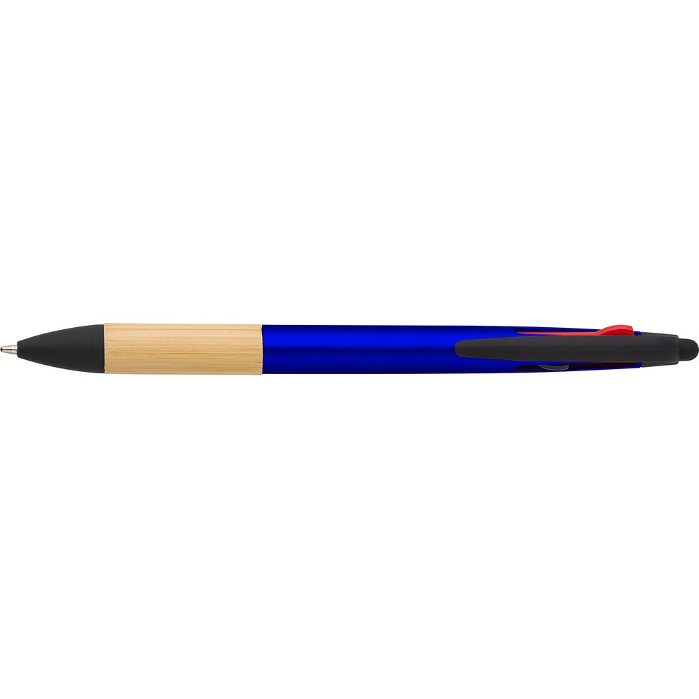 Długopis, wielokolorowy wkład, touch pen z własnym nadrukiem, kolor niebieski