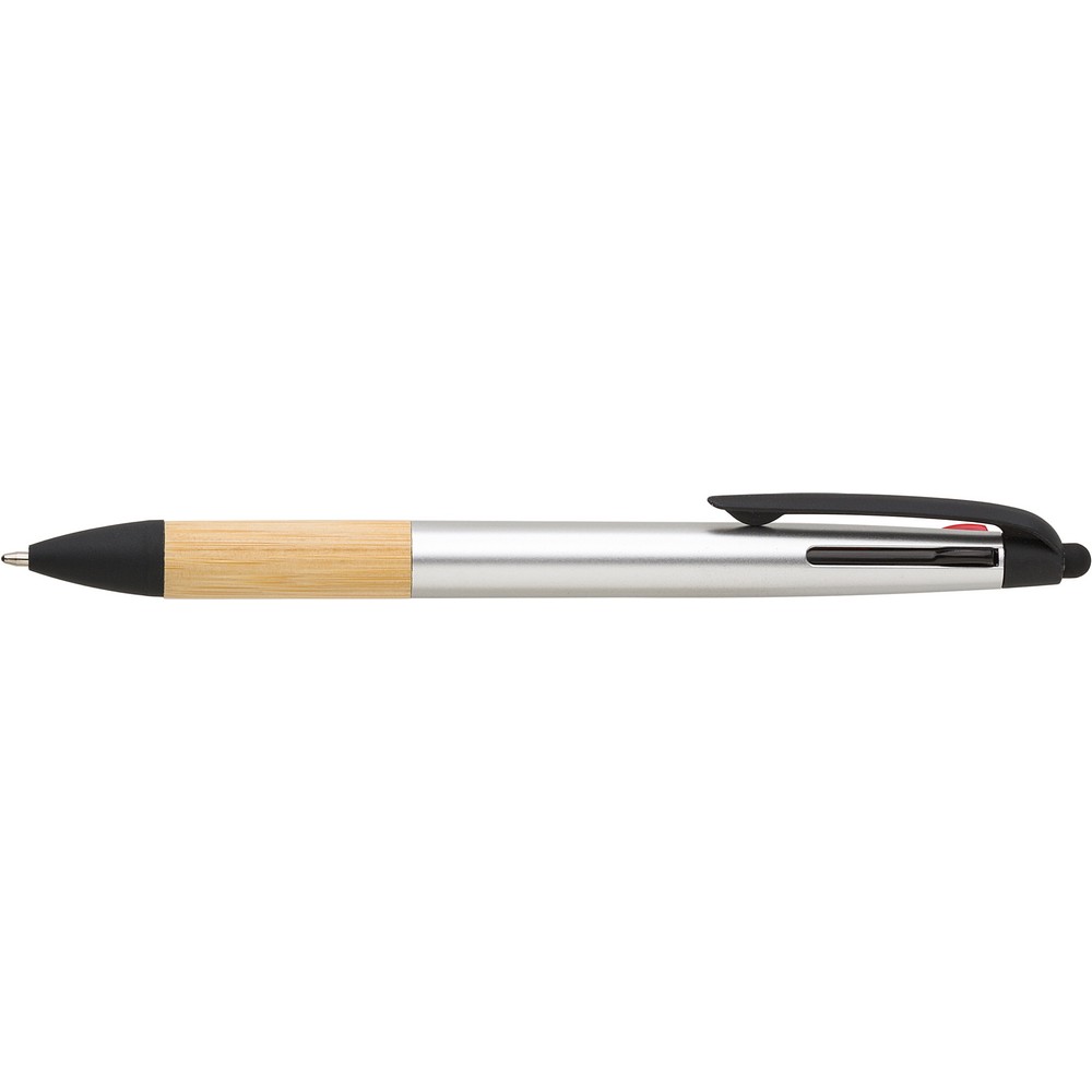 Długopis, wielokolorowy wkład, touch pen z własnym nadrukiem, kolor srebrny