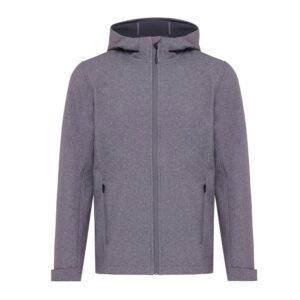 Męska kurtka softshell Iqoniq Makalu AWARE™ z własnym nadrukiem, kolor szary