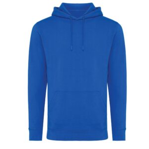 Bluza z kapturem z bawełny z recyklingu Iqoniq Jasper z własnym nadrukiem, kolor niebieski