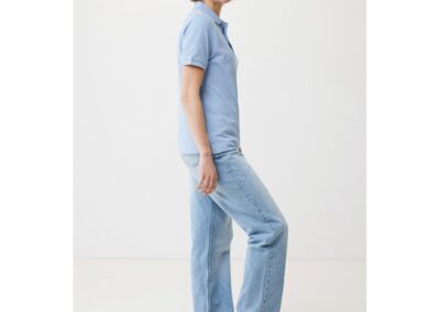 Koszulka polo z bawełny z recyklingu Iqoniq Yosemite z własnym nadrukiem, kolor niebieski