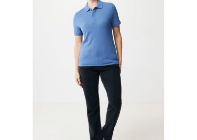 Koszulka polo z bawełny z recyklingu Iqoniq Yosemite z własnym nadrukiem, kolor niebieski