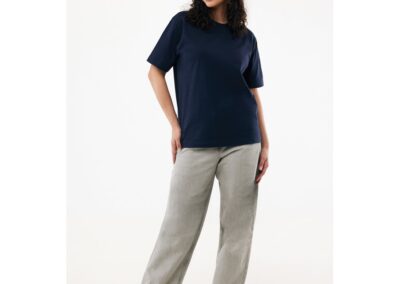 Koszulka Iqoniq Nikko, bawełna z recyklingu z własnym nadrukiem, kolor granatowy