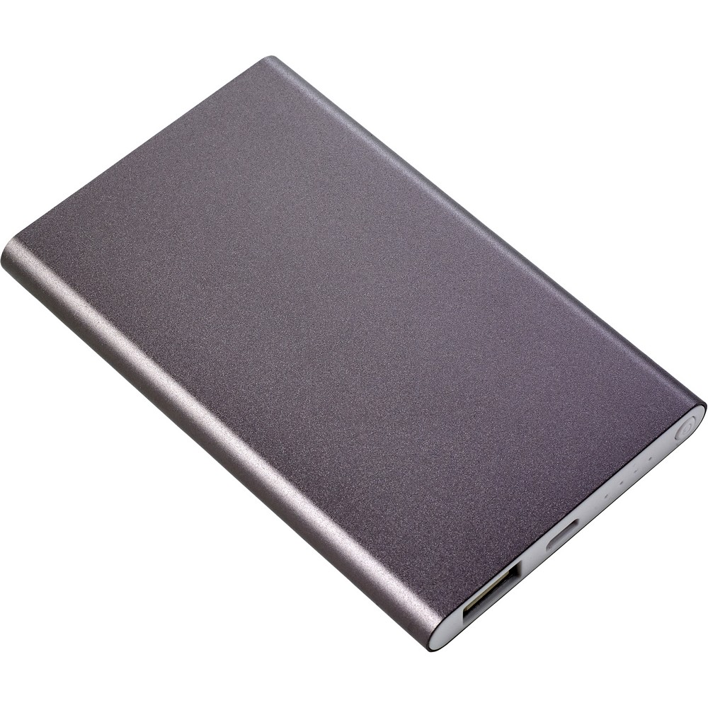 Power bank 4000 mAh z własnym nadrukiem, kolor grafitowy