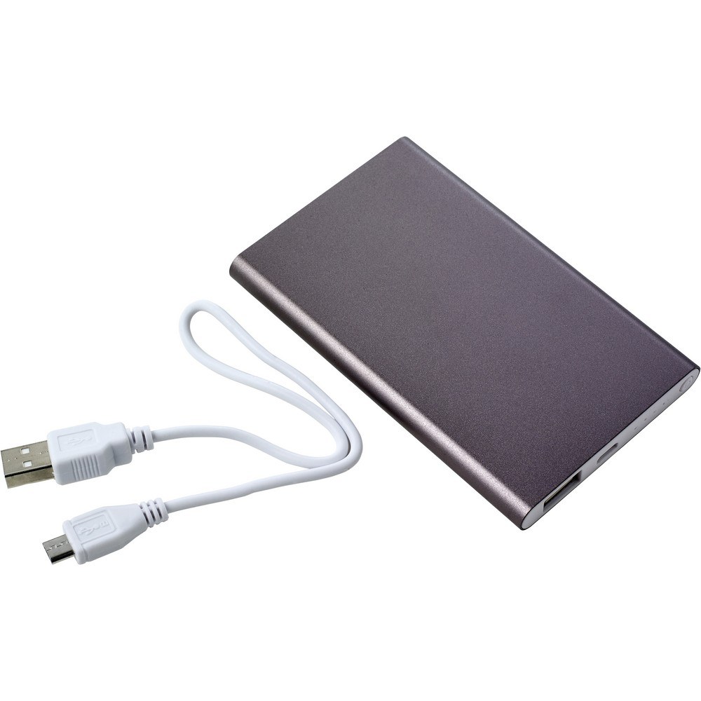 Power bank 4000 mAh z własnym nadrukiem, kolor grafitowy