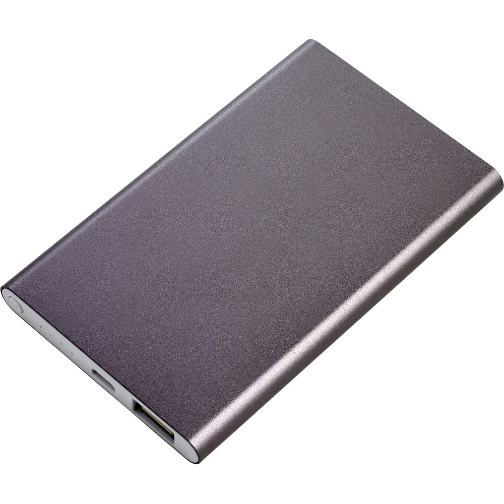 Power bank 4000 mAh z własnym nadrukiem, kolor grafitowy
