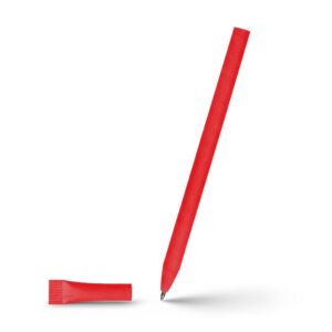 Długopis ze zrolowanego papieru z zatyczką | Brittany z własnym nadrukiem, kolor czerwony