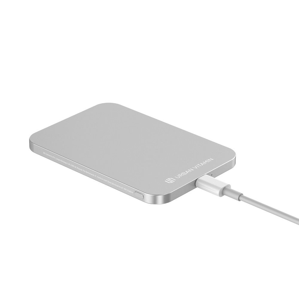 Power bank 3000 mAh Urban Vitamin Burbank, RABS z własnym nadrukiem, kolor srebrny