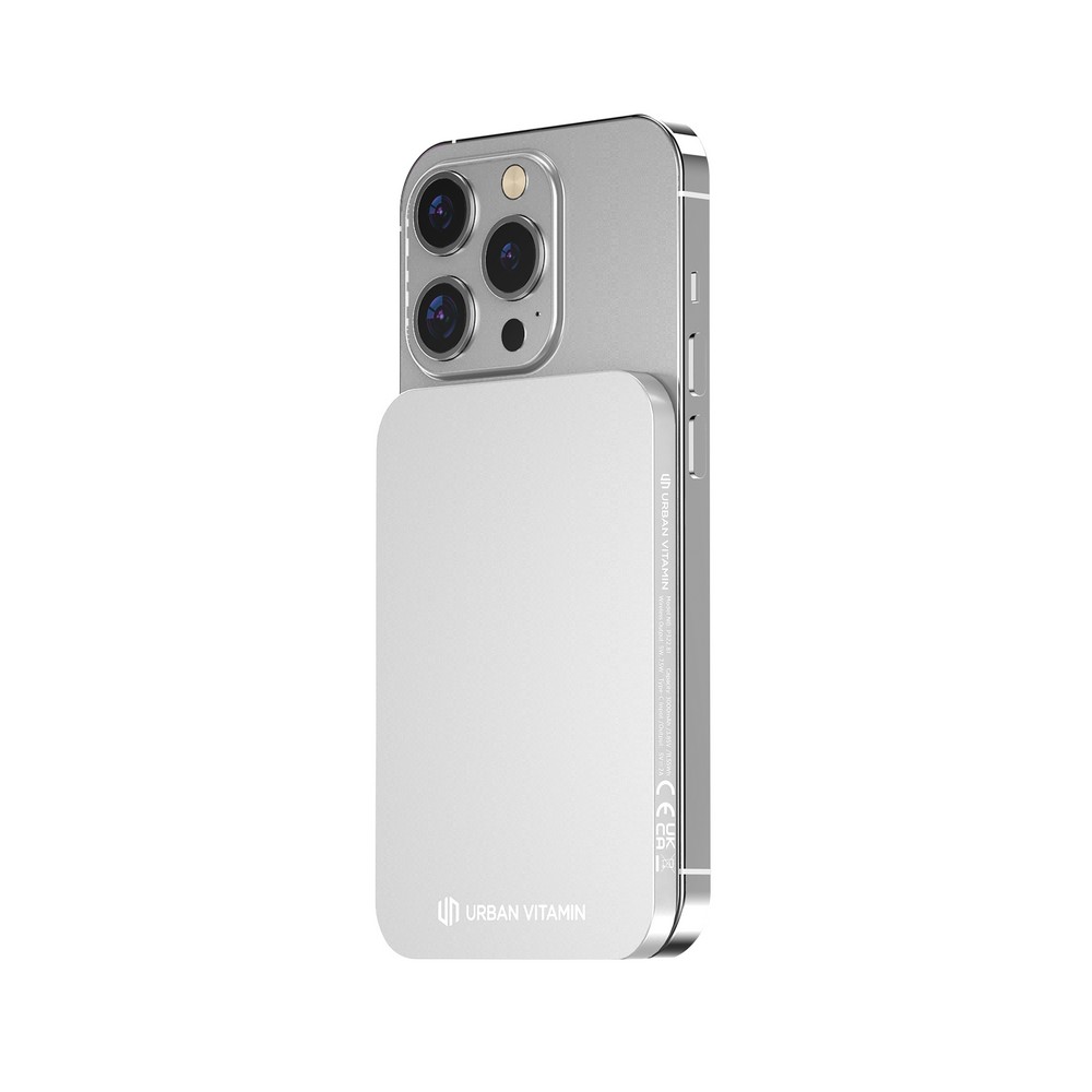 Power bank 3000 mAh Urban Vitamin Burbank, RABS z własnym nadrukiem, kolor srebrny