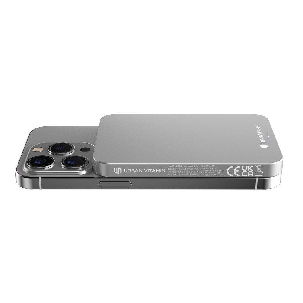 Power bank 5000 mAh Urban Vitamin Richmond, RABS z własnym nadrukiem, kolor srebrny