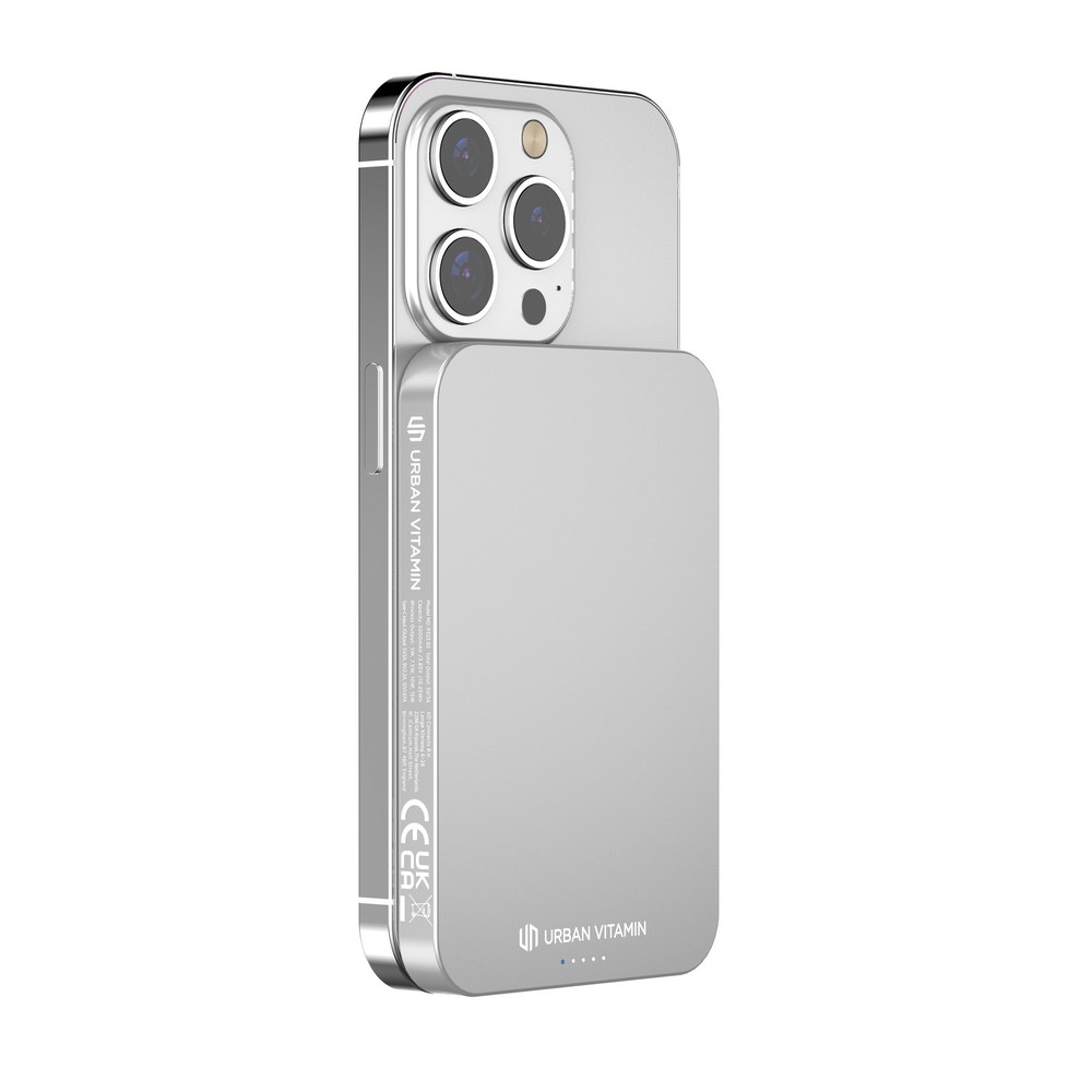 Power bank 5000 mAh Urban Vitamin Richmond, RABS z własnym nadrukiem, kolor srebrny