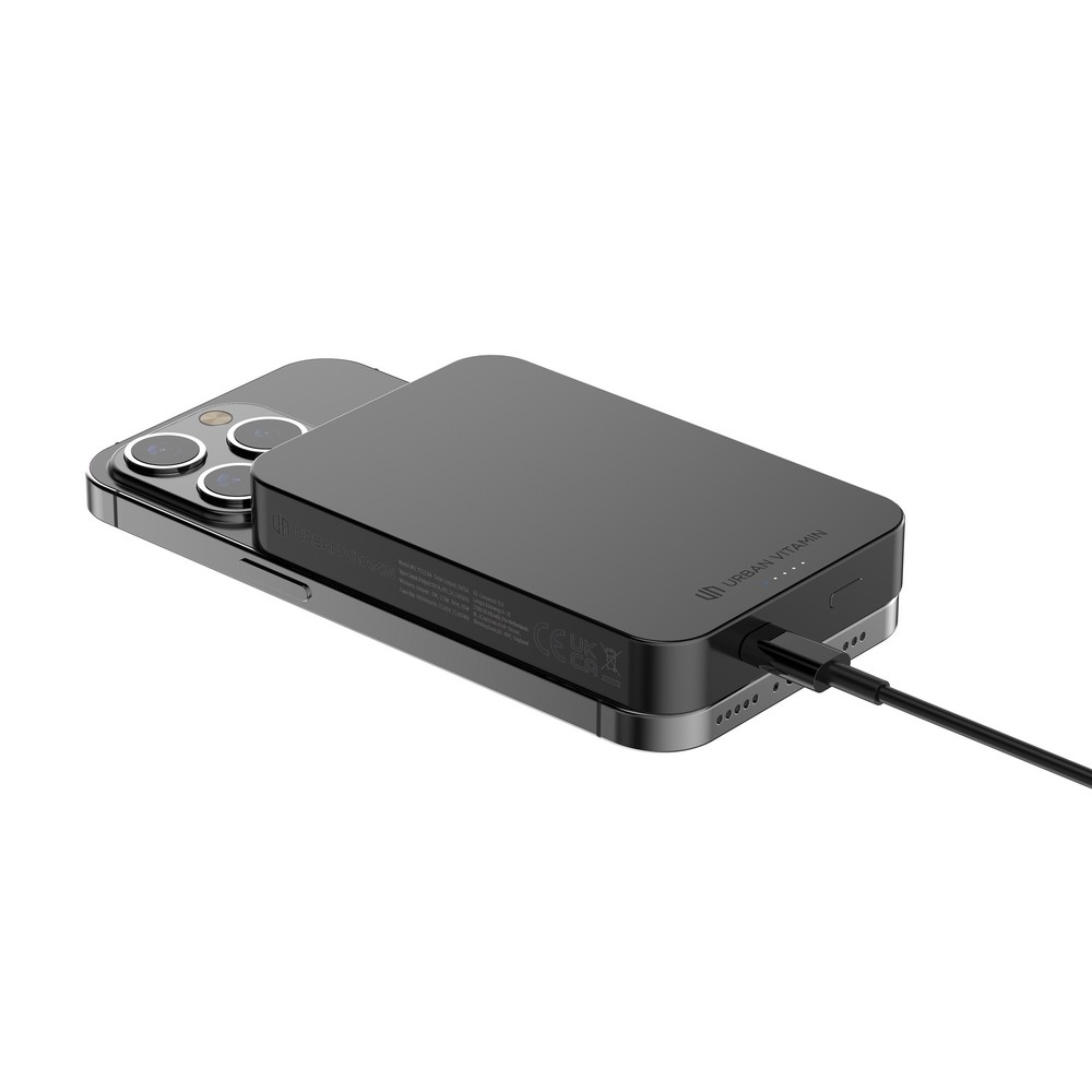 Power bank 10000 mAh Urban Vitamin Compton, RABS z własnym nadrukiem, kolor czarny