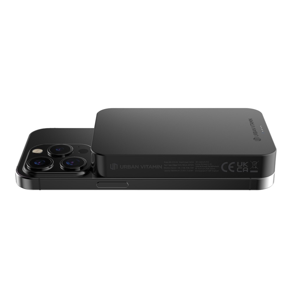Power bank 10000 mAh Urban Vitamin Compton, RABS z własnym nadrukiem, kolor czarny