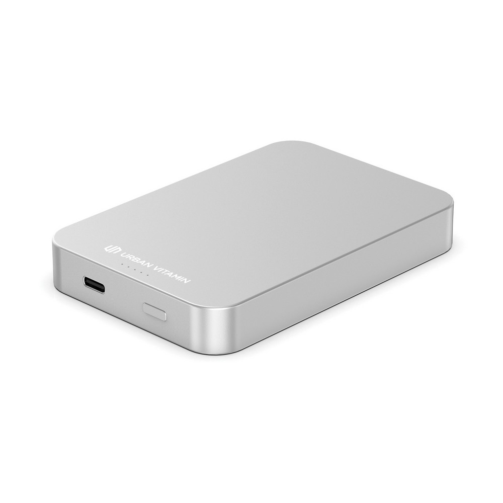 Power bank 10000 mAh Urban Vitamin Compton, RABS z własnym nadrukiem, kolor srebrny