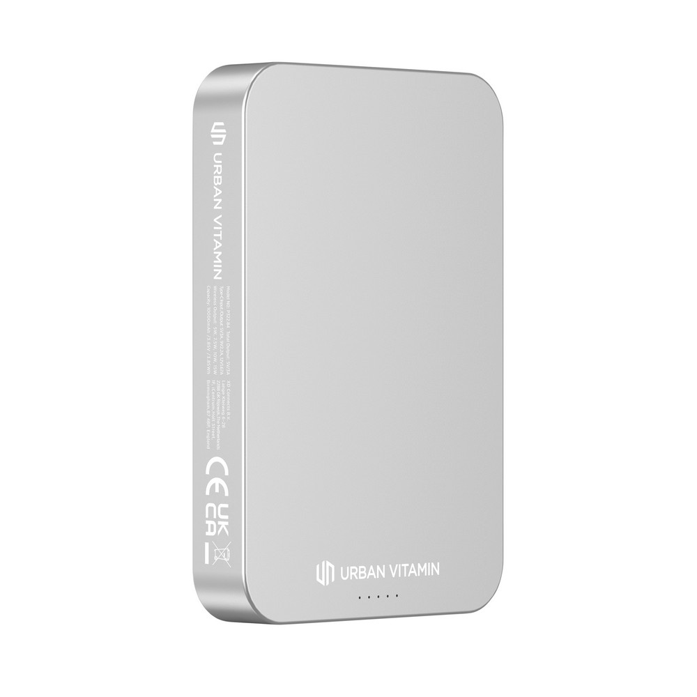 Power bank 10000 mAh Urban Vitamin Compton, RABS z własnym nadrukiem, kolor srebrny