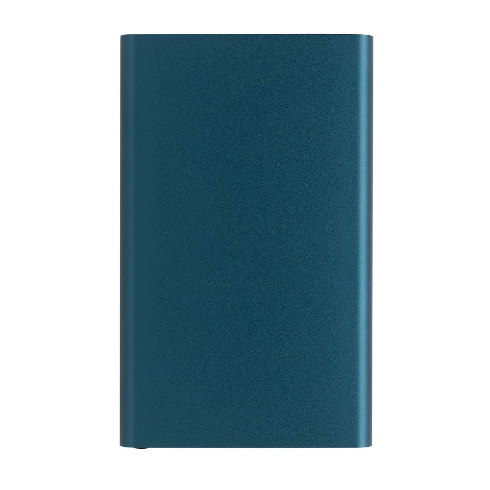 Power bank 4000 mAh z aluminium z recyklingu z własnym nadrukiem, kolor niebieski