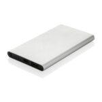 srebrny Power bank 4000 mAh z aluminium z recyklingu