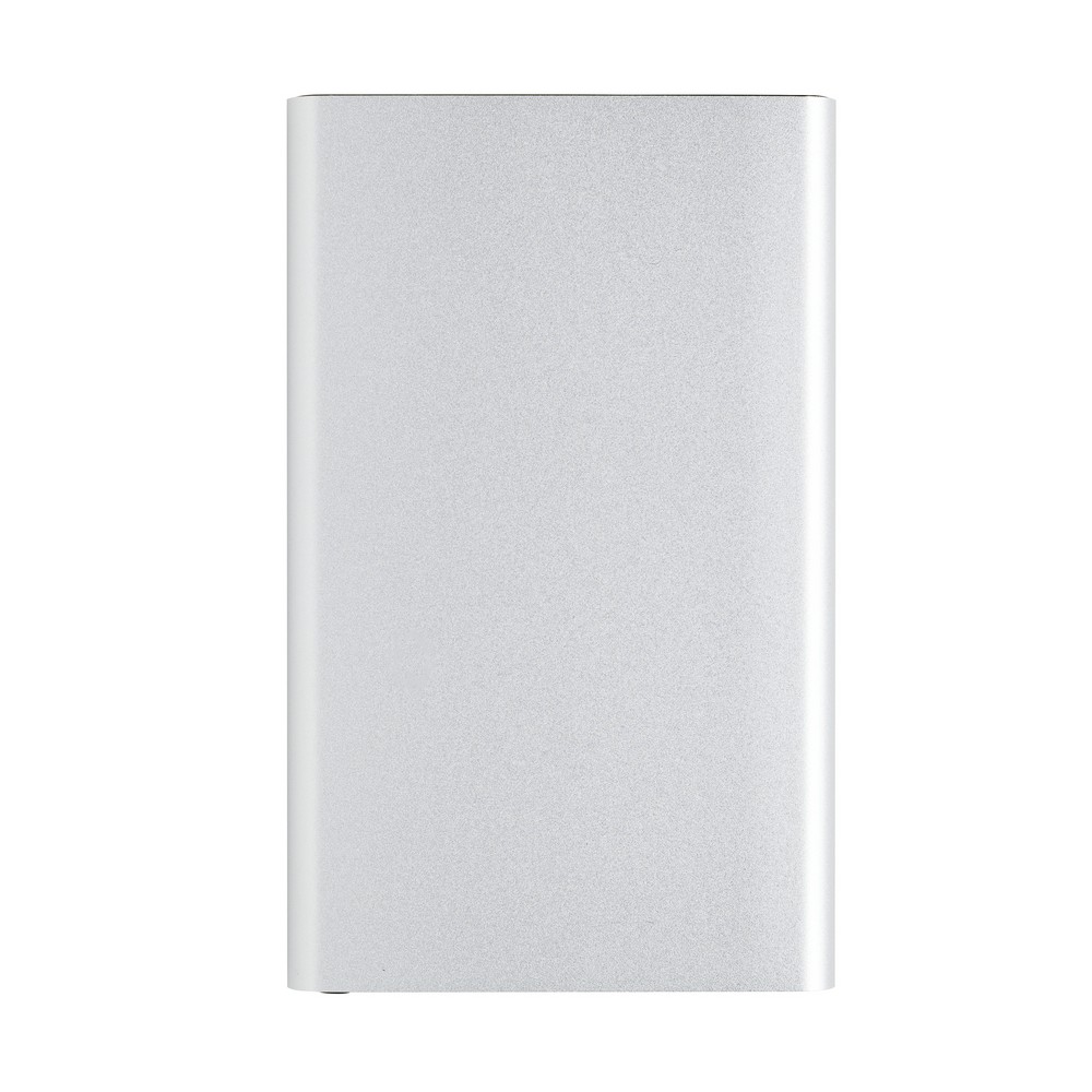 Power bank 4000 mAh z aluminium z recyklingu z własnym nadrukiem, kolor srebrny