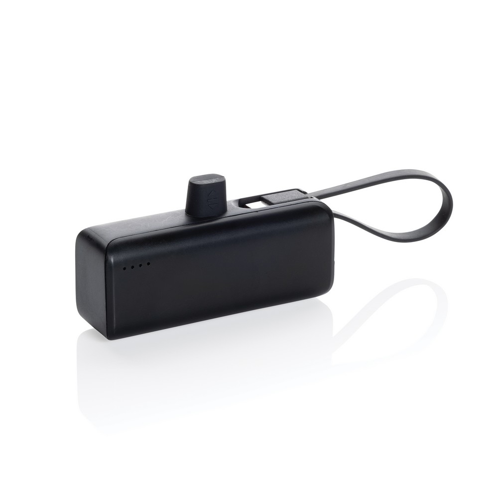 Power bank 3000 mAh Powerlink, wyjście USB typu C z własnym nadrukiem, kolor czarny