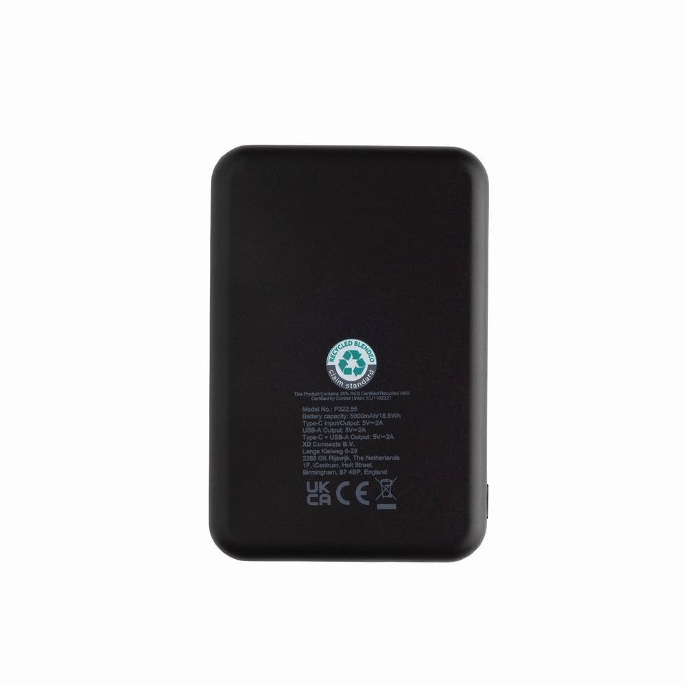 Power bank 5000 mAh Boostcore z własnym nadrukiem, kolor czarny