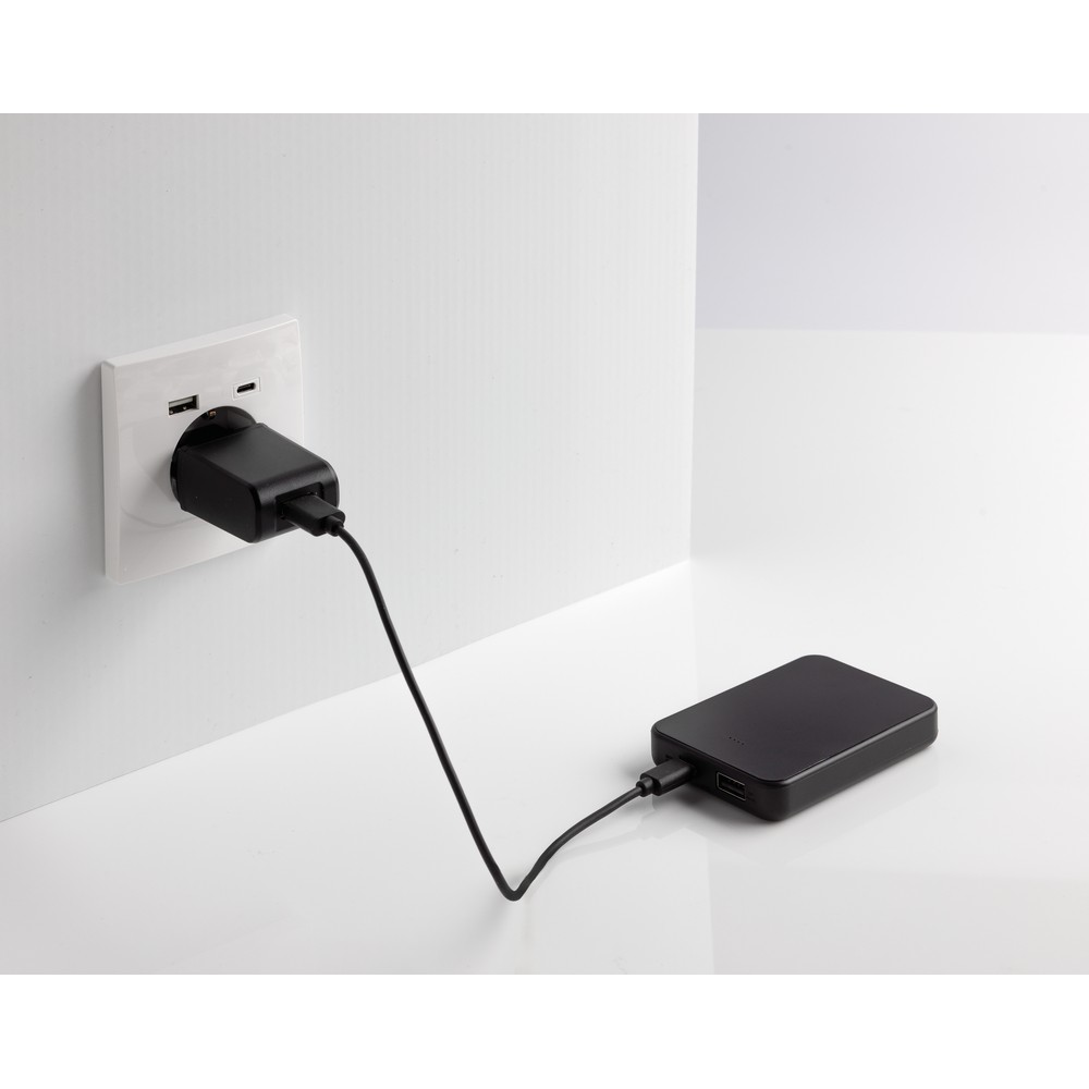 Power bank 5000 mAh Boostcore z własnym nadrukiem, kolor czarny