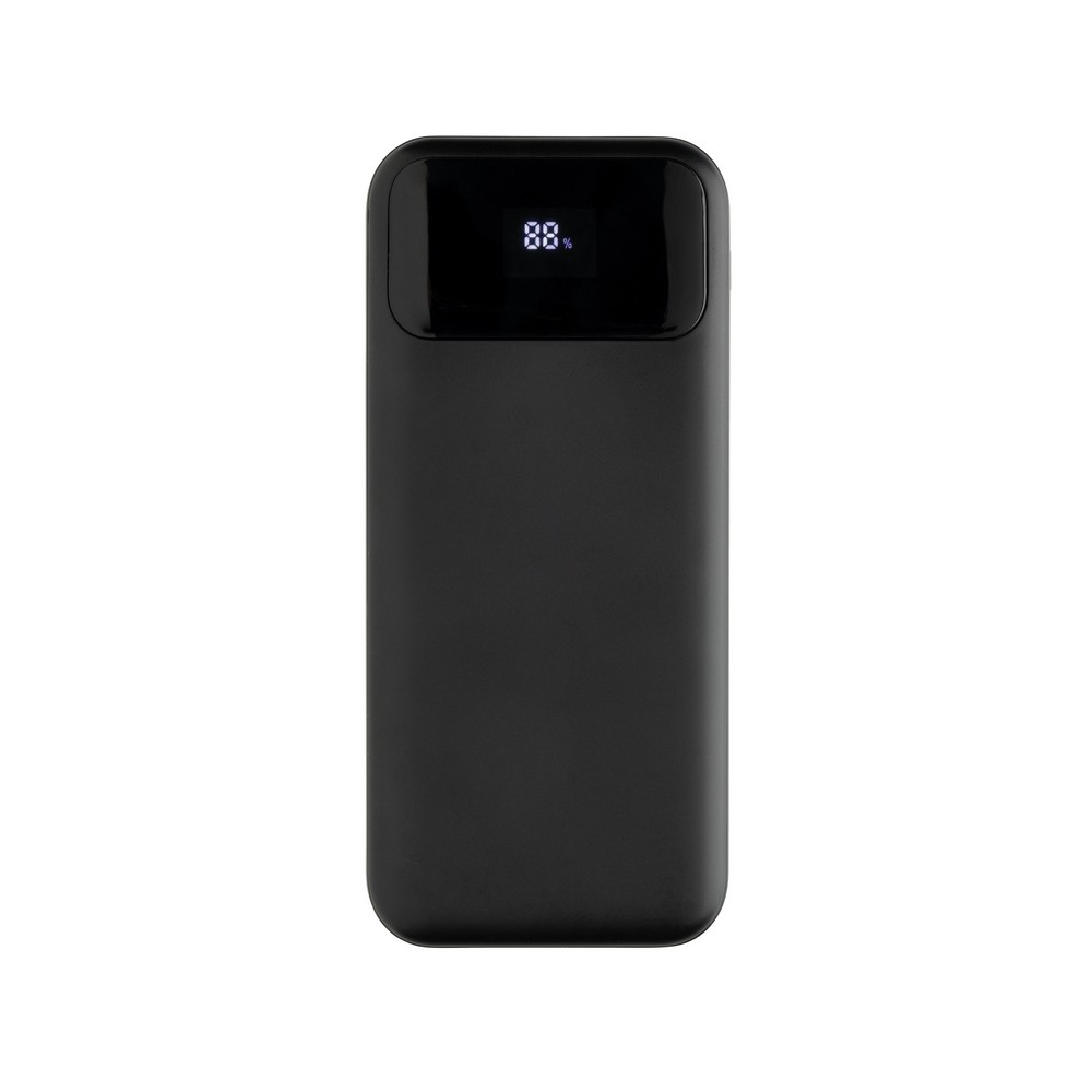 Power bank 10000 mAh ze zintegrowanymi kablami Turbopack z własnym nadrukiem, kolor czarny