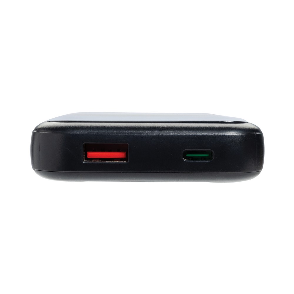 Power bank 10000 mAh ze zintegrowanymi kablami Turbopack z własnym nadrukiem, kolor czarny