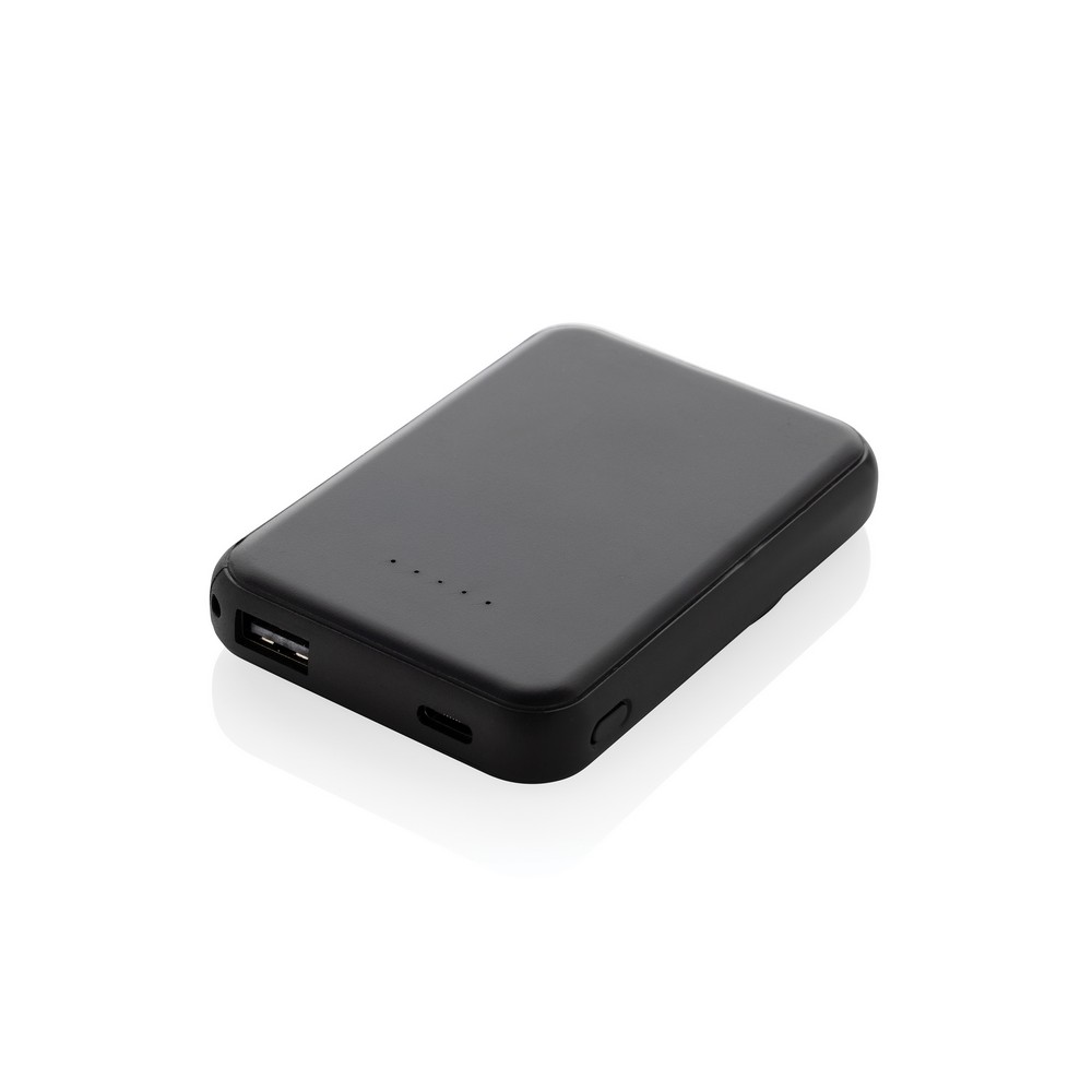 Magnetyczny bezprzewodowy power bank 5000 mAh, 5W Stellar z własnym nadrukiem, kolor czarny