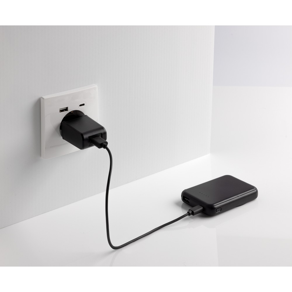 Magnetyczny bezprzewodowy power bank 5000 mAh, 5W Stellar z własnym nadrukiem, kolor czarny