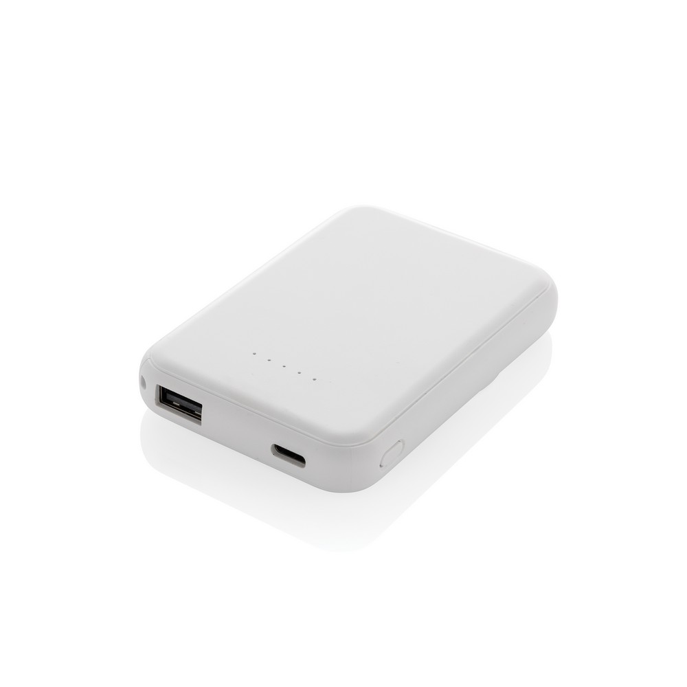 Magnetyczny bezprzewodowy power bank 5000 mAh, 5W Stellar z własnym nadrukiem, kolor biały