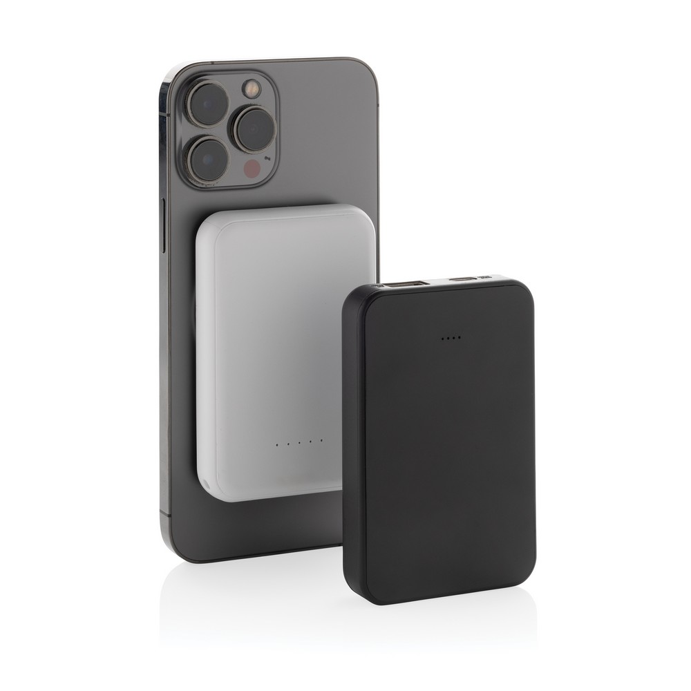 Magnetyczny bezprzewodowy power bank 5000 mAh, 5W Stellar z własnym nadrukiem, kolor biały