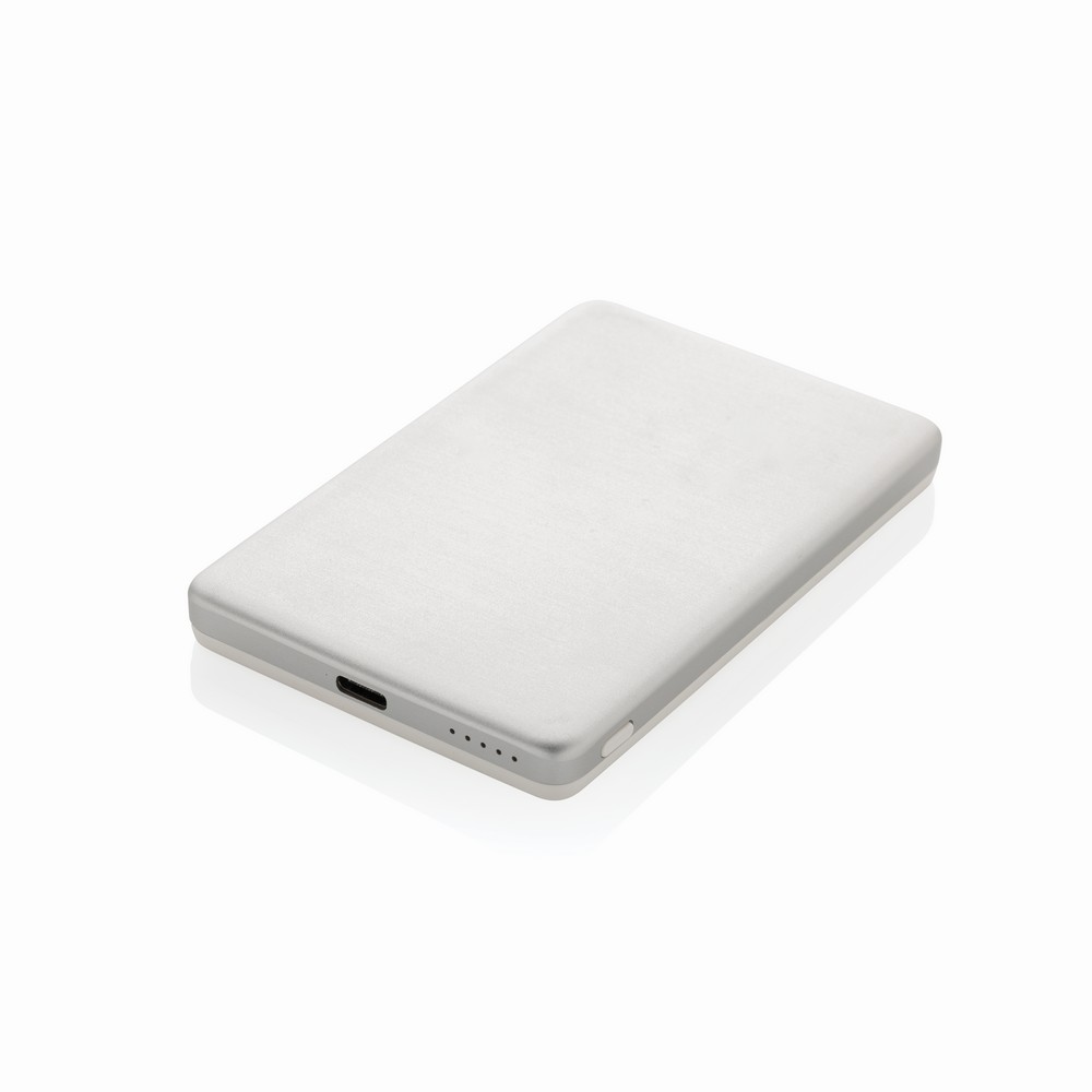 Power bank 5000 mAh, ładowarka bezprzewodowa 5W Orion z własnym nadrukiem, kolor srebrny