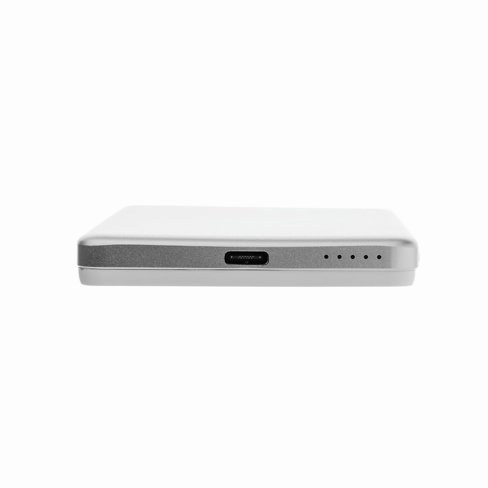 Power bank 5000 mAh, ładowarka bezprzewodowa 5W Orion z własnym nadrukiem, kolor srebrny