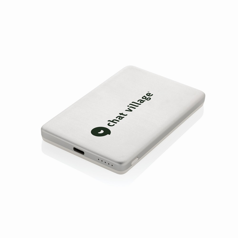 Power bank 5000 mAh, ładowarka bezprzewodowa 5W Orion z własnym nadrukiem, kolor srebrny