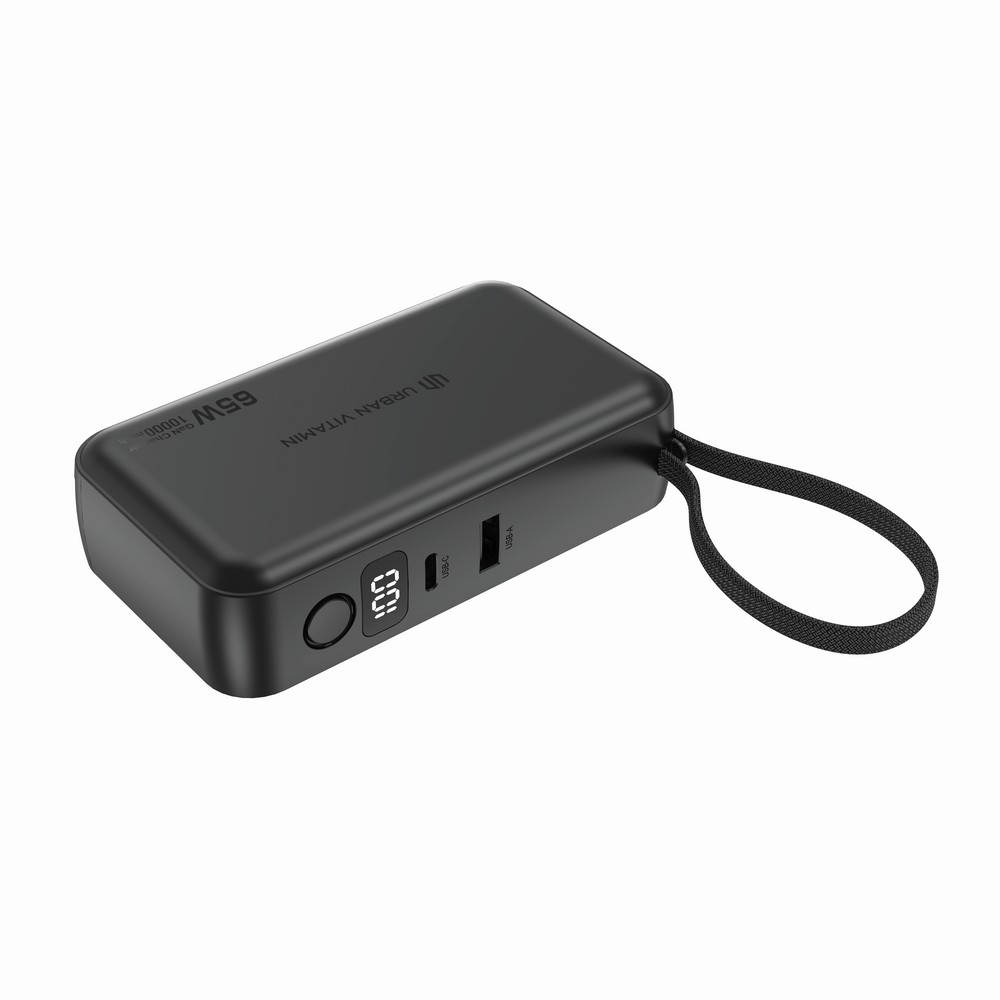 Ładowarka 2 w 1, power bank do laptopa 10000 mAh, 65W Eureka z własnym nadrukiem, kolor czarny