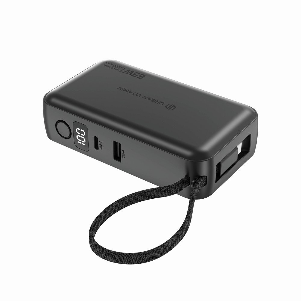 Ładowarka 2 w 1, power bank do laptopa 10000 mAh, 65W Eureka z własnym nadrukiem, kolor czarny
