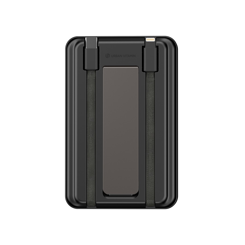 Power bank 10000 mAh, ładowarka bezprzewodowa Urban Vitamin Delano z własnym nadrukiem, kolor czarny