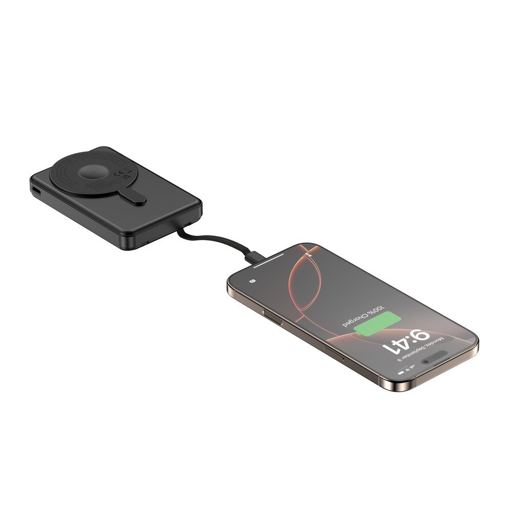 Power bank 10000 mAh, ładowarka bezprzewodowa Urban Vitamin Delano z własnym nadrukiem, kolor czarny