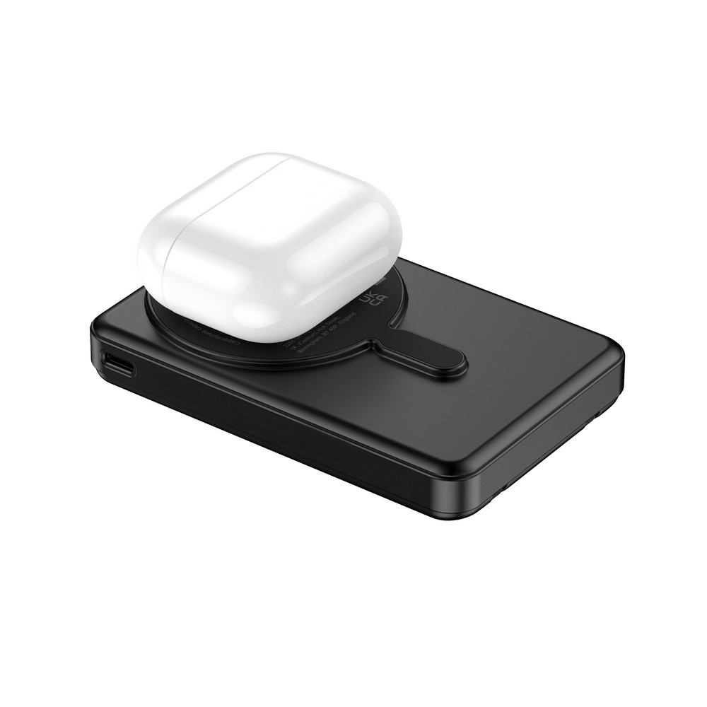 Power bank 10000 mAh, ładowarka bezprzewodowa Urban Vitamin Delano z własnym nadrukiem, kolor czarny