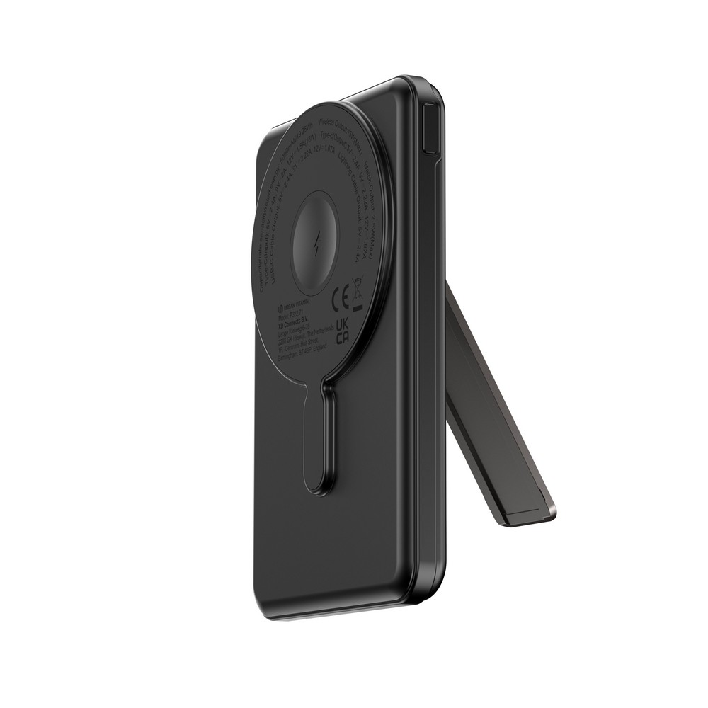 Magnetyczny power bank 5000 mAh Urban Vitamin Redwood z własnym nadrukiem, kolor czarny