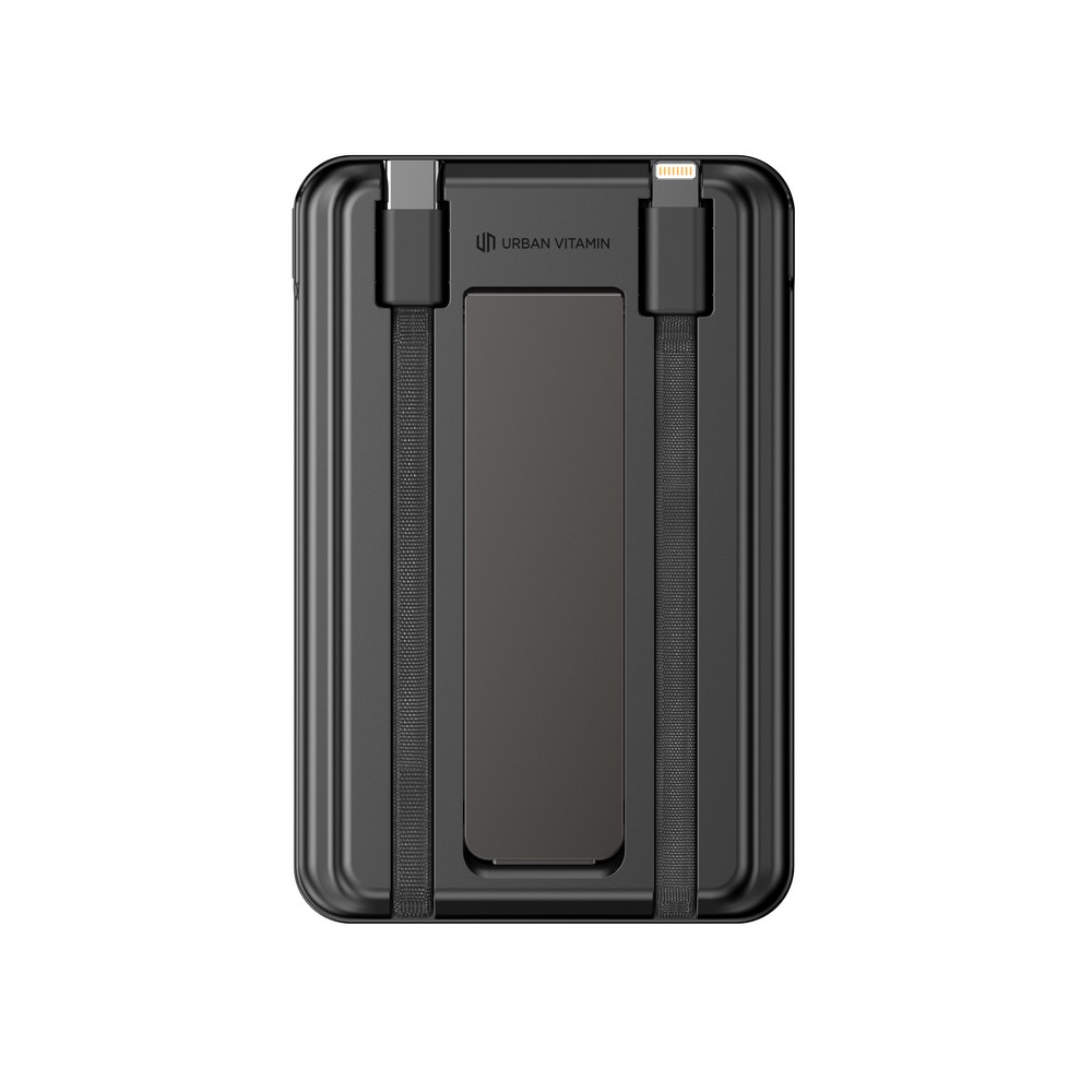 Magnetyczny power bank 5000 mAh Urban Vitamin Redwood z własnym nadrukiem, kolor czarny