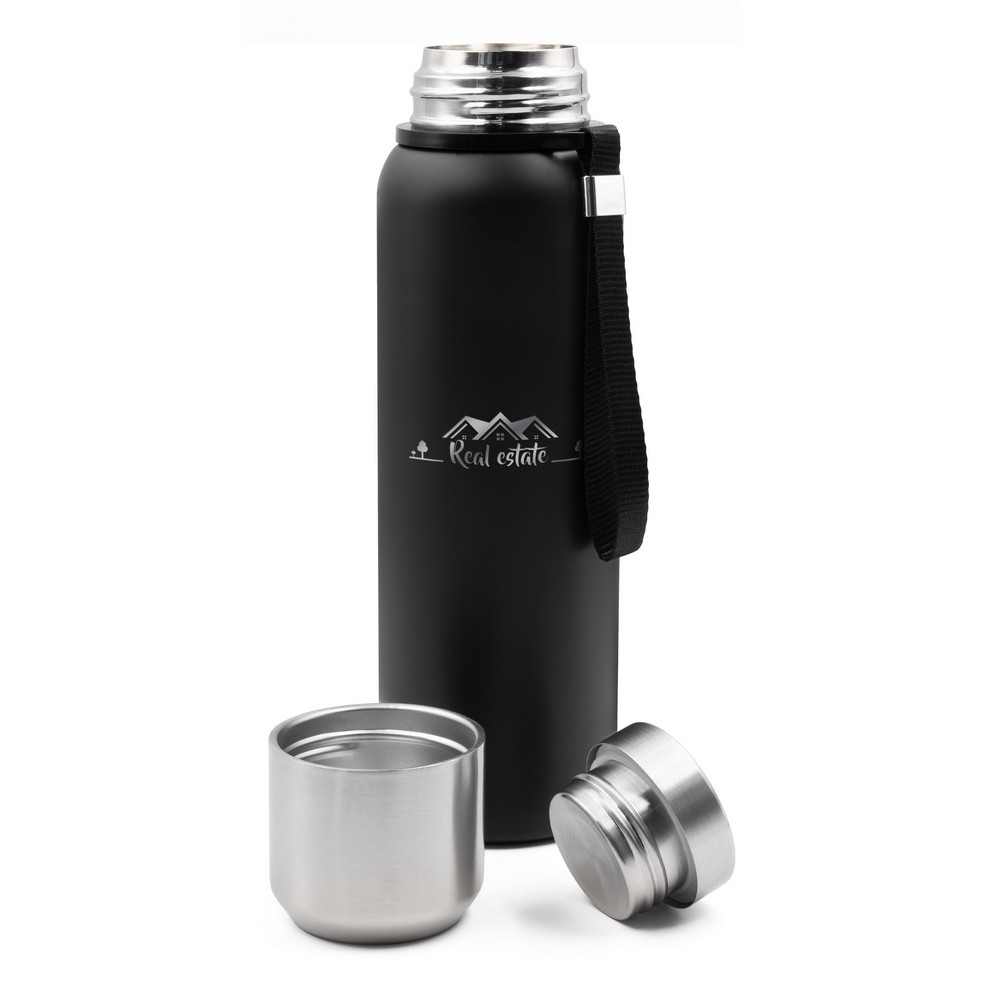 Termos 750 ml Air Gifts | Charlie z własnym nadrukiem, kolor czarny