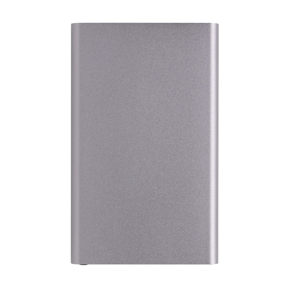 Power bank 4000 mAh z aluminium z recyklingu z własnym nadrukiem, kolor szary
