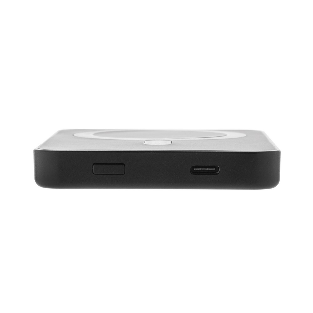 Magnetyczny bezprzewodowy power bank 5000 mAh Magnetix z własnym nadrukiem, kolor czarny