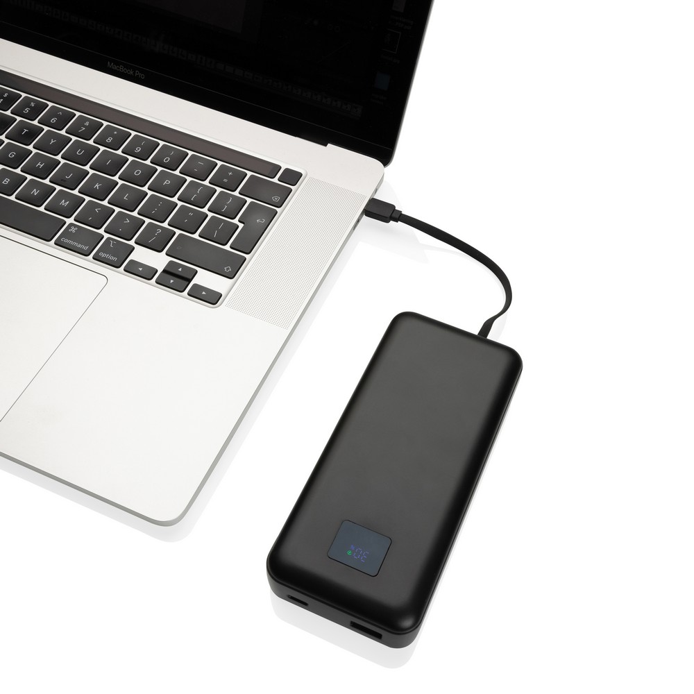 Power bank do laptopa 20000 mAh Gridley, RABS z własnym nadrukiem, kolor czarny