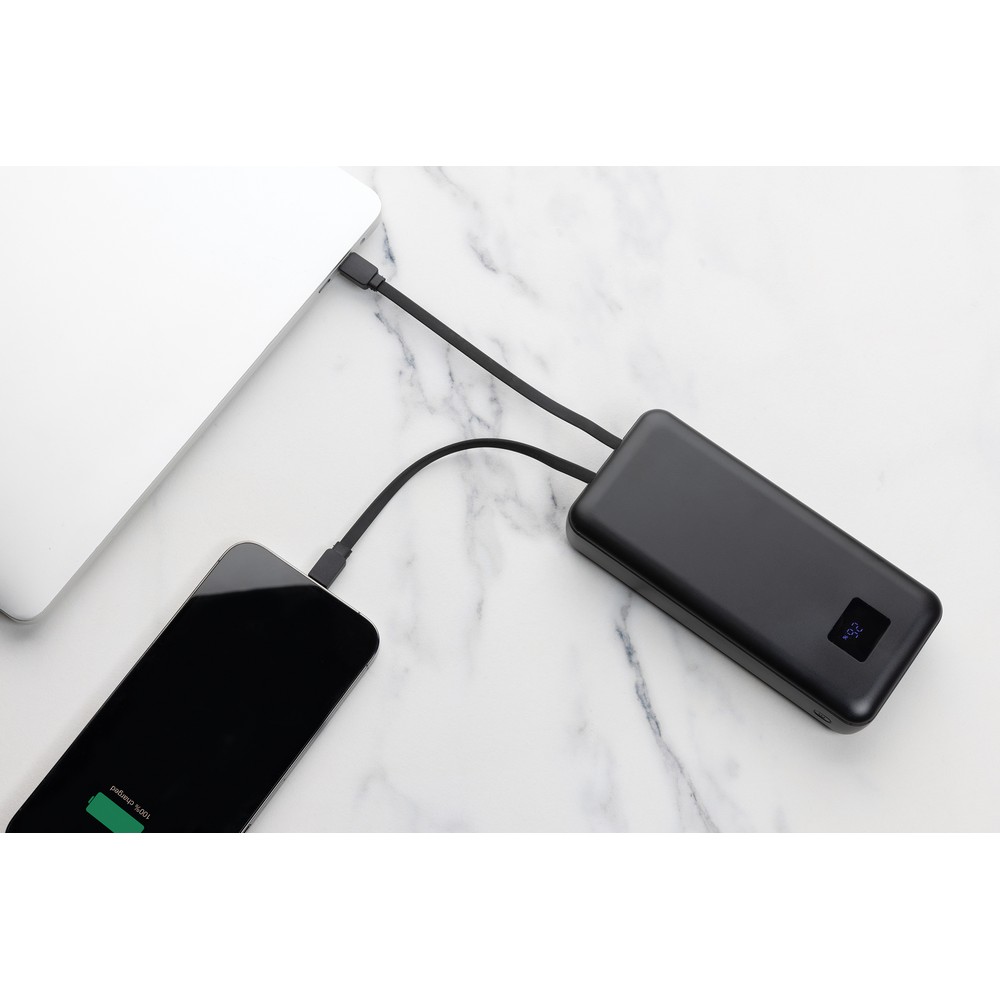 Power bank do laptopa 20000 mAh Gridley, RABS z własnym nadrukiem, kolor czarny