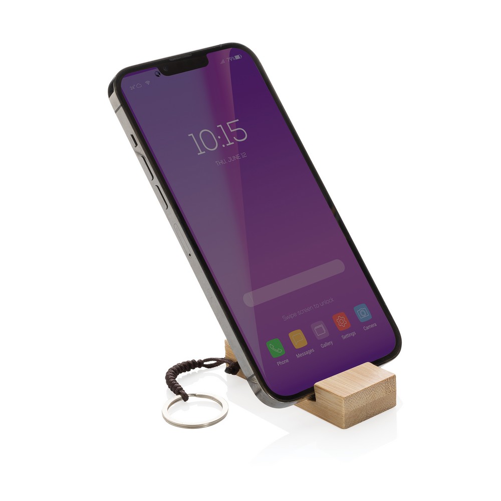 Brelok, stojak na telefon z własnym nadrukiem, kolor brązowy