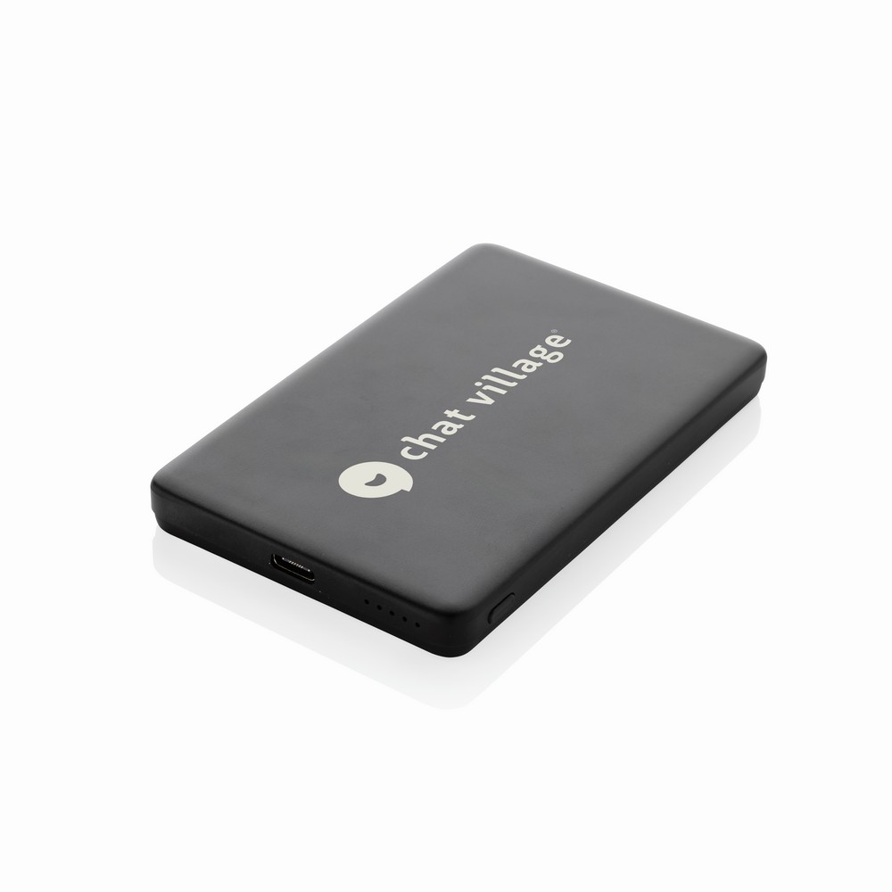 Power bank 5000 mAh, ładowarka bezprzewodowa 5W Orion z własnym nadrukiem, kolor czarny