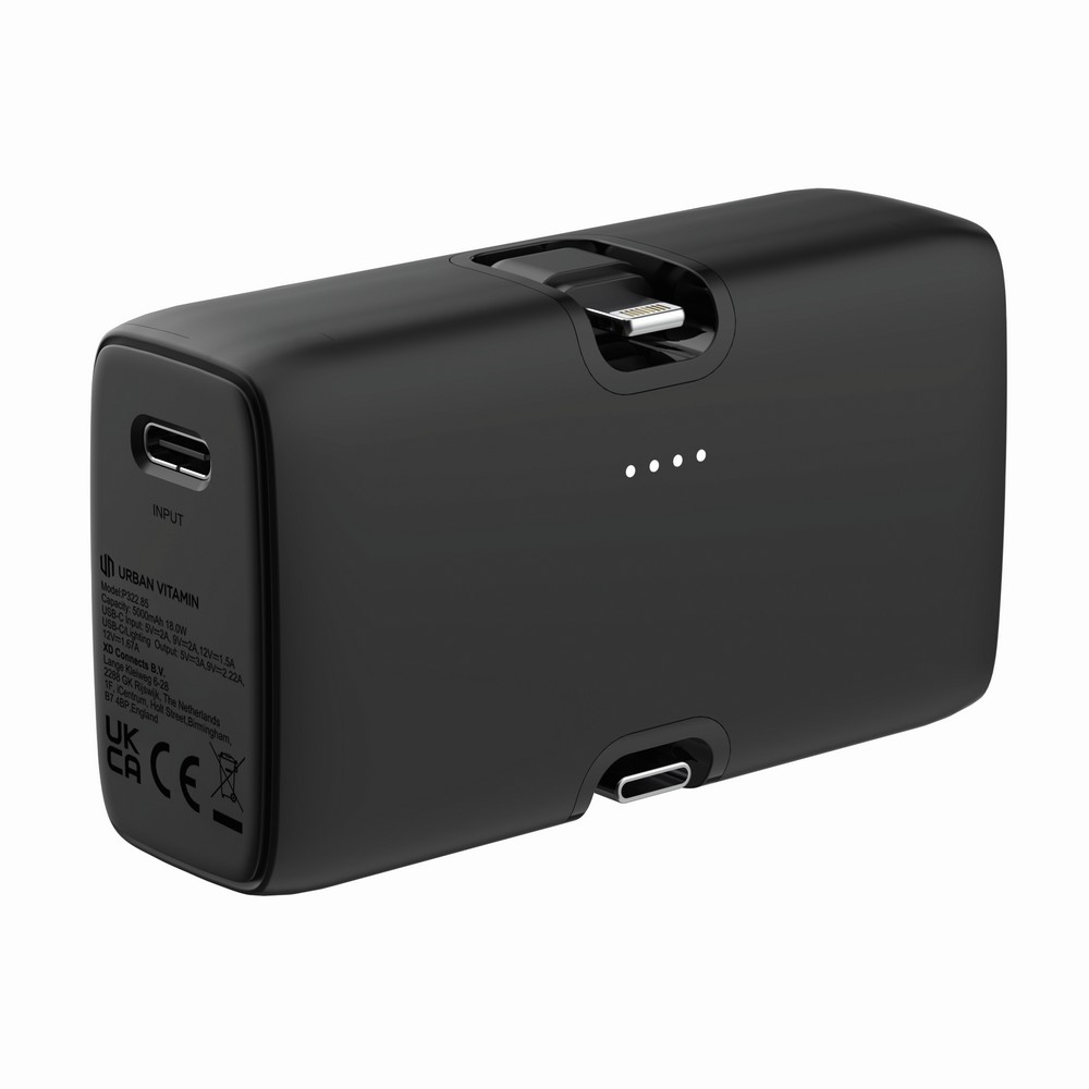 Power bank 5000 mAh Urban Vitamin Los Angeles z własnym nadrukiem, kolor czarny