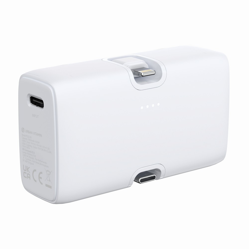 Power bank 5000 mAh Urban Vitamin Los Angeles z własnym nadrukiem, kolor biały
